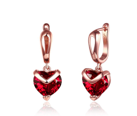 Swarovski Crystal Heart Earrings, Red Heart Drop Earrings, Sterling Silver,  Swarovski Red Crystal - Etsy