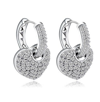 Katy Silver Heart Stud Earrings in White Crystal | Kendra Scott