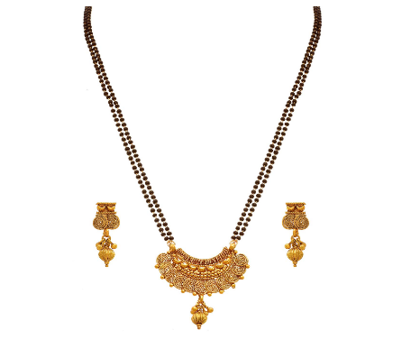 Buy Digital Dress Room Long Mangalsutra Set With Earrings One Gram Gold  Plated Natraj Pendant Online