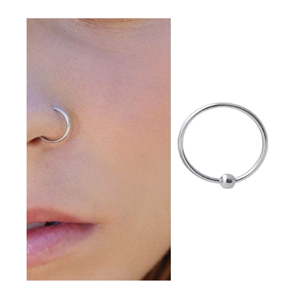 Fine Silver Ball End Nose Hoop, Pure Silver 22 Gauge Nose Ring - Etsy  Finland