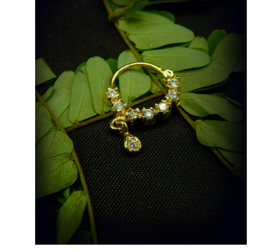 Rhodium Plated Nose Ring Indian Nath Stone Marathi Decorated Wedding Jewelry  | eBay