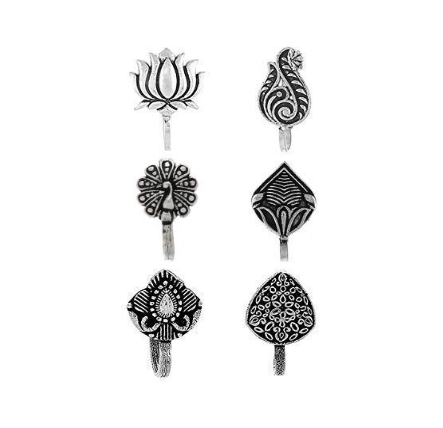Buy Anuradha Art Silver Oxide Press on Nose Ring Combo for Women - Set of 4  at Amazon.in