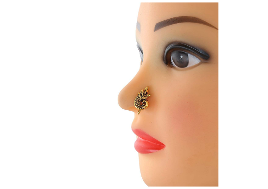 Mrathi Peacock Pearl Nose Stud Indian Nathni Non Piercing Nose Ring Nose  Jewelry | eBay