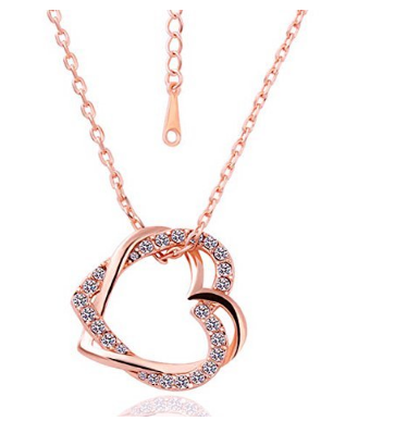 Shining Diva Fashion Embracing Hearts In Love 18k Rose Gold Plated Austrian Crystal Pendant Necklace For Girls Women Golden Rrsd5930np Easycart