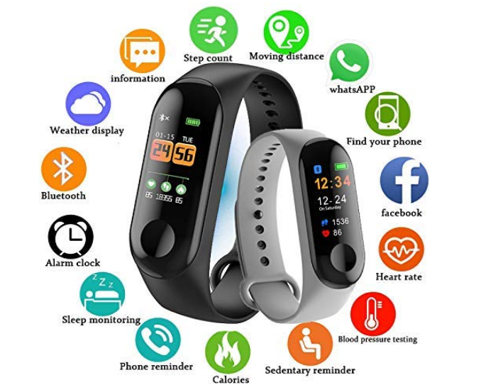 Pack of 2, M3 Intelligence Bluetooth Smart Watch Smart Bracelet Health Band  Activity Tracker Bracelet Fitness Band M3 Band with Heart Rate Sensor  Compatible for All Androids iOS Phone Tablet : Amazon.in: