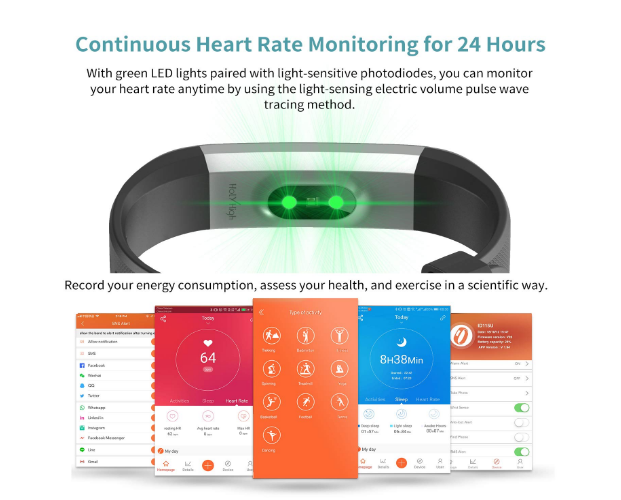 HolyHigh Smart Bands Fitness Tracker Watch IPX68 Waterproof Colorful Screen  Heart Rate Sleep Monitor Pedometers Calorie Counter Call Messages Alarm  Reminder Reject Call