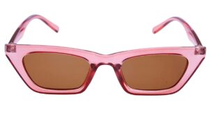 Soigné Cateye Sunglasses For Girls&Women.See Through Pink Color Frame.See Through Brown Color UV Protected Lens.Size Map-LARGE.