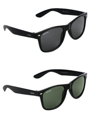 Creature Black & Green Sunglasses Combo For Men & Women with UV Protection (Lens-Black & Green||Frame-Black||SUN-001-003) - Pack of 2
