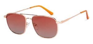 Vincent Chase By Lenskart | Gold Pink Full Rim Square Branded Latest and Stylish Sunglasses | Polarized and 100% UV Protected | Men & Women | Small | VC S13115