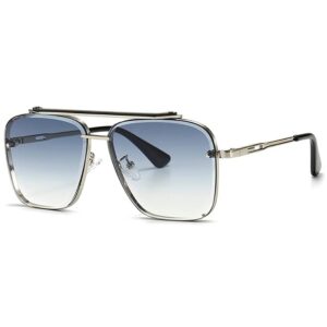 ELEGANTE UV Protected Driving Vintage Pilot Gradient Metal Body Square Sunglasses for Men and Women