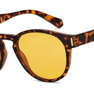 Vincent Chase By Lenskart | Tortoise Yellow Full Rim Round Branded Latest and Stylish Sunglasses | Polarized and 100% UV Protected | Men & Women | Medium | VC S14678