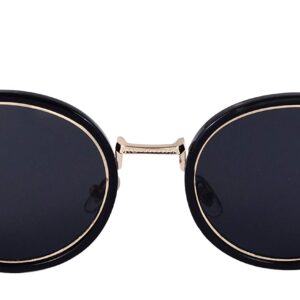 Soigné Oversized Round Sunglasses For Women&Girls.Black&Golden Color Frame.Black Color Lens.Size - Oversized.