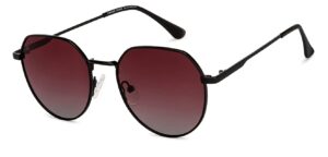 Vincent Chase By Lenskart | Black Pink Full Rim Hexagonal Branded Latest and Stylish Sunglasses | Polarized and 100% UV Protected | Men & Women | Small | VC S13122