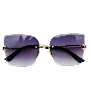 rofek UV400 Protective Stylish Rimless Diamond Cutting Lens Sunglasses for Women | Oversized Stones Sunglasses | Driving Shades