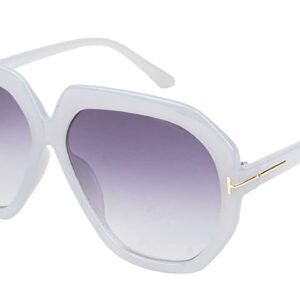 Soigné Oversized Sunglasses For Girls,Women&Ladies.Grey Frame.See Through Gradient Grey Lens.Size - Oversized.
