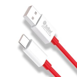 SOROO DT-01 USB USB 3.1 Compatible Port Type-C Fast Charging Data Cable (Set of 2) 30W Compatible with PD Charger, Mobile Phone, Laptop, Tablet 4.0A Output Tough Cable 1 Meter Long (Red)