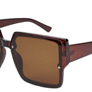 Soigné Female Oversized Square Sunglasses.Brown Color Frame.See Through Brown UV Protected Lens.Size-OVERSIZED.