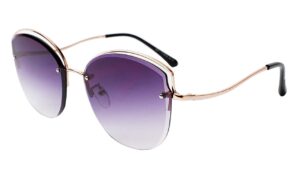 Soigné Female Oversized Sunglasses.Golden Frame. See Through Gradient Brown UV Protected Lens. Size - Oversized.