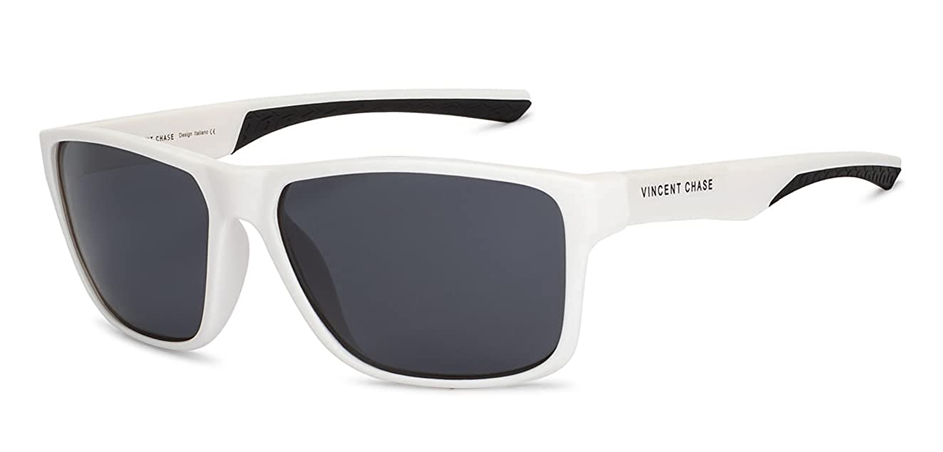 Vincent Chase By Lenskart | Black Grey Full Rim Rectangular | Aerodynamics  | Branded Latest and Stylish Sunglasses | 100% UV Protected | Men & Women |  Large | VC S15742 : Amazon.in: Fashion