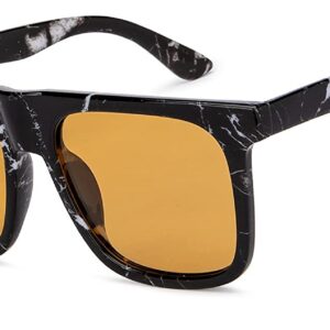 Vincent Chase By Lenskart | Black Tortoise Yellow Full Rim Square Branded Latest and Stylish Sunglasses | Polarized and 100% UV Protected | Men & Women | Large | VC S15423