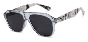 Vincent Chase By Lenskart | Grey Transparent Grey Full Rim Square Branded Latest and Stylish Sunglasses | Polarized and 100% UV Protected | Men & Women | Large | VC S15428