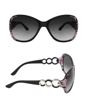 GLAMORSTYL Women's Cat Eye Sunglasses Black Frame Black Lens (Medium)-Pack of 1