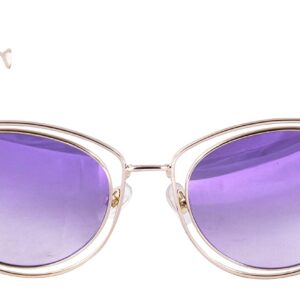 Soigné Oversized Cateye Sunglasses For Women&Girls.Golden Color Metal Frame.See Through Reflective Purple Color Lens.Size - Oversized.