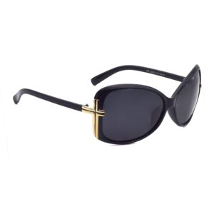 Peter Jones Black Oversized Polarized Sunglasses for Women/Girls (DE565)