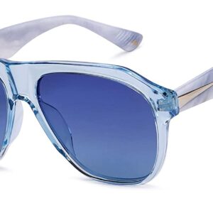 Vincent Chase By Lenskart | Blue Transparent Blue Full Rim Square Branded Latest and Stylish Sunglasses | Polarized and 100% UV Protected | Men & Women | Large | VC S15428
