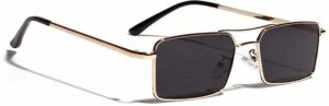 IFLASH Unisex Square Sunglasses Gold Frame Black Lens (Free Size)-Pack of 1