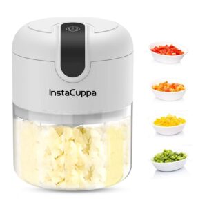 InstaCuppa Rechargeable Mini Electric Chopper - Stainless Steel Blades, One Touch Operation, for Mincing Garlic, Ginger, Onion, Vegetable, Meat, Nuts,...