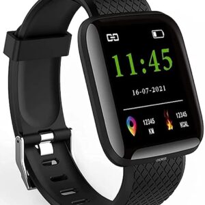 REESO M1 Smart Watch for Men ID-116 Bluetooth Smartwatch Wireless Fitness Band for Boys, Girls, Men, Women & Kids | Sports Gym Watch for All Smart Phones I Heart Rate and BP Monitor(Black)