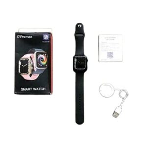 I7 PRO MAX Full Screen Smart Watch Series 7 Smartwatch with Fitness Tracker Heart Monitor Men Women Smart Watch (Black Strap, 44 MM)