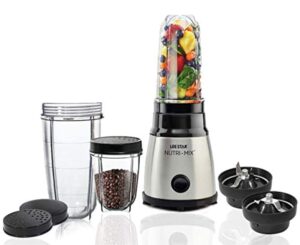 LEE STAR Le-809 Portable Electric Mixer Blender Grinder Machine With Heavy Duty Motor, 2 Jar & Seasoning Cap For Smoothies Dry Fruit Shakes, Mocktails Dry Wet Grinding, Black, 400Watts