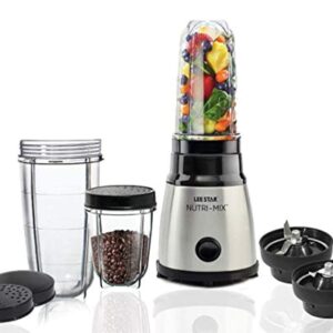 LEE STAR Le-809 Portable Electric Mixer Blender Grinder Machine With Heavy Duty Motor, 2 Jar & Seasoning Cap For Smoothies Dry Fruit Shakes, Mocktails Dry Wet Grinding, Black, 400Watts