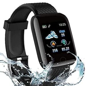 MATTSPY M! Smart Watch for Men - Bluetooth ID116 Plus Smart Watch for Android iOS Phones Wrist Phone Watch with Heart Rate, BP, SpO2 Monitor & All Sports Activity Tracker for Boy/Girl (Black)