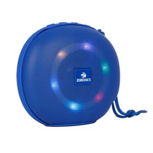ZEBRONICS Zeb-Delight 10 Wireless Bluetooth v5.0 Portable Speaker with Supporting 5W RMS, RGB LED Lights, 52mm Driver, Upto 11Hrs Backup, USB, mSD, Built-in FM, TWS & Call Function (Blue)