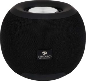 Zebronics ZEB-BELLOW 40 Wireless Bluetooth v5.0 Fabric Finish 8W Portable Speaker With Supporting 6Hrs Backup, 55mm Driver, Powerful Bass, USB, mSD, AUX Input, Built-in FM, TWS & Call Function (Black)