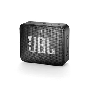 JBL Go 2, Wireless Portable Bluetooth Speaker with Mic, Signature Sound, Vibrant Color Options with IPX7 Waterproof & AUX (Black)