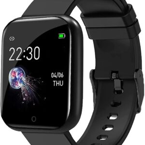 PLATEFORCE Smart Watch for Men - ID116 Water Proof Touchscreen Smart Watch Bluetooth 1.44 HD Screen Smart Watch with Daily Activity Tracker, Heart Rate Sensor, Sleep Monitor, smart watch for Kids, Boys & Girl - Min Night Black