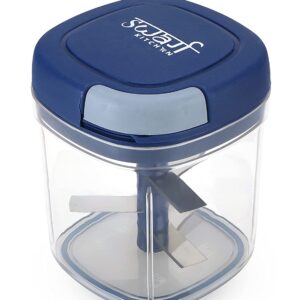 Swarg Kitchen Polypropylene Handy and Compact Chopper with 5 Sharp Stainless Steel Blades for Effortlessly Chopping Vegetables and Fruits for Your Kitchen Available (Blue Color, 900 ml)