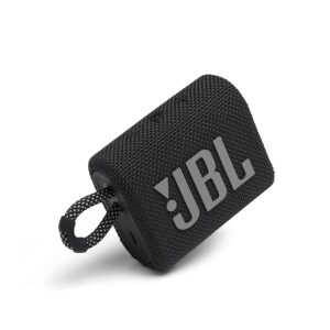 JBL Go 3, Wireless Ultra Portable Bluetooth Speaker, Pro Sound, Vibrant Colors with Rugged Fabric Design, Waterproof, Type C (Without Mic, Black)