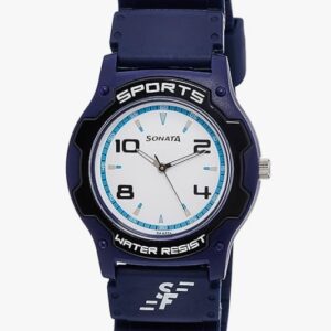SF Quartz Analog White Dial Men's Watch with Black Silicone Strap - NS7921PP13